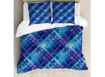 Abakuhaus Copripiumino Blu Navy, Pois E Righe, Antiacaro, Adatto A Chi Soffre Di Allergie, Con Federe, 200 Cm X 200 Cm - 80 X 80 Cm, Viola-Blu