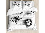Abakuhaus Copripiumino Calcio, Calcio In Fiamme, Antiacaro, Adatto A Chi Soffre Di Allergie, Con Federe, 155 Cm X 220 Cm - 80 X 80 Cm, Bianco E Nero