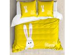 Abakuhaus Copripiumino Giallo, Coniglietto Pasquale, Antiacaro, Adatto A Chi Soffre Di Allergie, Con Federe, 155 Cm X 220 Cm - 80 X 80 Cm, Giallo Bianco