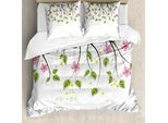 Abakuhaus Copripiumino Con Fiori, Ramo Con Fiori, Antiacaro, Adatto A Chi Soffre Di Allergie, Con Federe, 155 Cm X 220 Cm - 80 X 80 Cm, Rosa-Verde