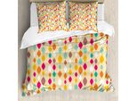 Abakuhaus Copripiumino Beige, Cerchi Colorati Retrò, Antiacaro, Adatto A Chi Soffre Di Allergie, Con Federe, 200 Cm X 200 Cm - 80 X 80 Cm, Multicolore