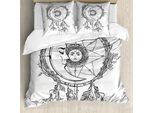Abakuhaus Copripiumino Mystiker, Acchiappasogni Luna, Antiacaro, Adatto A Chi Soffre Di Allergie, Con Federe, 200 Cm X 200 Cm - 80 X 80 Cm, Bianco E Nero
