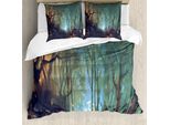 Set Copripiumino Abakuhaus Teal Per Letti Matrimoniali, Mystical Dark Forest Artsy, Antiacaro, Adatto A Chi Soffre Di Allergie, Con Federe, Anatra Selvatica Marrone