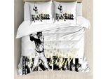 Abakuhaus Copripiumino Baseball, Baseball Grunge Batting, Antiacaro, Adatto A Chi Soffre Di Allergie, Con Federe, 200 Cm X 200 Cm - 80 X 80 Cm, Nero Giallo Bianco