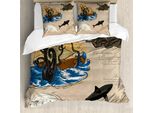 Abakuhaus Copripiumino Mystiker, Sea Monsters Pirati, Antiacaro, Adatto A Chi Soffre Di Allergie, Con Federe, 155 Cm X 220 Cm - 80 X 80 Cm, Multicolore