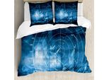 Abakuhaus Copripiumino Blu Navy, Nave Futuristica Digitale, Antiacaro, Adatto A Chi Soffre Di Allergie, Con Federe, 155 Cm X 220 Cm - 80 X 80 Cm, Blu