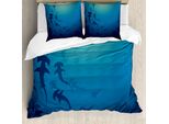 Abakuhaus Copripiumino Con Motivi Marini, Squalo Martello, Antiacaro, Adatto A Chi Soffre Di Allergie, Con Federe, 155 Cm X 220 Cm - 80 X 80 Cm, Blu Navy
