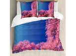 Abakuhaus Copripiumino Con Fiori, Alberi Di Ciliegio In Fiore, Antiacaro, Adatto A Chi Soffre Di Allergie, Con Federe, 200 Cm X 200 Cm - 80 X 80 Cm, Fucsia Blu
