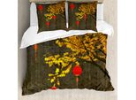 Abakuhaus Copripiumino Laterne, Autunno-Albero-Vendemmia, Antiacaro, Adatto A Chi Soffre Di Allergie, Con Federe, 200 Cm X 200 Cm - 80 X 80 Cm, Rosso Arancione Marrone