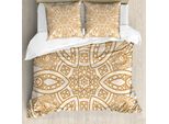 Abakuhaus Copripiumino Beige, Motivo Etnico, Antiacaro, Adatto A Chi Soffre Di Allergie, Con Federe, 200 Cm X 200 Cm - 80 X 80 Cm, Color Crema