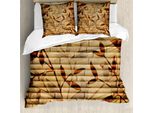 Abakuhaus Copripiumino Beige, Foglie Di Bambù Bohemian, Resistente All'acqua, Lavabile, Colori Che Non Stingono, Personalizzato, 155 Cm X 220 Cm - 80 X 80 Cm, Marrone Chiaro Beige