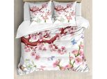Abakuhaus Copripiumino Con Fiori, Ramo Fiorito Vivace, Antiacaro, Adatto A Chi Soffre Di Allergie, Con Federe, 155 Cm X 220 Cm - 80 X 80 Cm, Rosa, Marrone, Verde
