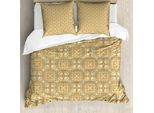 Abakuhaus Copripiumino Beige, Damasco Boemo, Antiacaro, Adatto A Chi Soffre Di Allergie, Con Federe, 155 Cm X 220 Cm - 80 X 80 Cm, Beige Crema