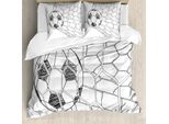 Abakuhaus Copripiumino Calcio, Calcio In Rete, Antiacaro, Adatto A Chi Soffre Di Allergie, Con Federe, 155 Cm X 220 Cm - 80 X 80 Cm, Bianco E Nero