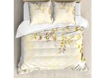 Abakuhaus Copripiumino Beige, Motivo Vintage Antico, Antiacaro, Adatto A Chi Soffre Di Allergie, Con Federe, 155 Cm X 220 Cm - 80 X 80 Cm, Giallo Beige