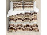 Abakuhaus Copripiumino Beige, Effetto Mosaico Antico, Antiacaro, Adatto A Chi Soffre Di Allergie, Con Federe, 200 Cm X 200 Cm - 80 X 80 Cm, Beige Tan Brown
