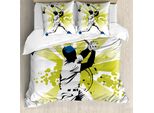 Abakuhaus Copripiumino Baseball, Lanciatore Sulla Palla, Antiacaro, Adatto A Chi Soffre Di Allergie, Con Federe, 155 Cm X 220 Cm - 80 X 80 Cm, Bianco Verde