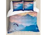 Abakuhaus Copripiumino Sportivo, Paraglide Sun Mountains, Antiacaro, Adatto A Chi Soffre Di Allergie, Con Federe, 155 Cm X 220 Cm - 80 X 80 Cm, Blu Rosa