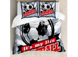 Abakuhaus Copripiumino Calcio, Grungy Calcio Pop Art, Antiacaro, Adatto A Chi Soffre Di Allergie, Con Federe, 155 Cm X 220 Cm - 80 X 80 Cm, Blu Nero Rosso