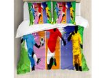 Abakuhaus Copripiumino Calcio, Calcio Moderno, Antiacaro, Adatto A Chi Soffre Di Allergie, Con Federe, 155 Cm X 220 Cm - 80 X 80 Cm, Multicolore