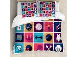 Abakuhaus Copripiumino Olympia, Bowling Collage, Antiacaro, Adatto A Chi Soffre Di Allergie, Con Federe, 155 Cm X 220 Cm - 80 X 80 Cm, Blu Navy Viola