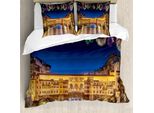 Abakuhaus Copripiumino Paesaggio, Panorama Notturno, Antiacaro, Adatto A Chi Soffre Di Allergie, Con Federe, 200 Cm X 200 Cm - 80 X 80 Cm, Giallo Blu Navy Viola