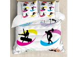 Abakuhaus Copripiumino Olympia, Giochi Sportivi Jogging, Antiacaro Adatto A Chi Soffre Di Allergie Con Federe, 155 Cm X 220 Cm - 80 X 80 Cm, Nero Rosso