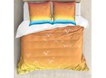 Abakuhaus Set Copripiumino Tropicale Per Letti Matrimoniali, Gabbiano Palme Sole, Antiacaro, Adatto A Chi Soffre Di Allergie, Con Federe, Multicolore