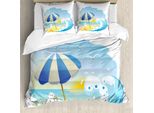 Abakuhaus Seagulls Copripiumino, Gabbiano Sulla Spiaggia Bambini, Antiacaro Adatto A Chi Soffre Di Allergie Con Federe, 155 Cm X 220 Cm - 80 X 80 Cm, Multicolore