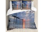Abakuhaus Copripiumino Paesaggio, Sunset Ocean Romantic, Antiacaro, Adatto A Chi Soffre Di Allergie, Con Federe, 155 Cm X 220 Cm - 80 X 80 Cm, Grigio Beige