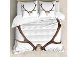 Abakuhaus Copripiumino Antlers Skeleton Hunter, Antiacaro E Anallergico, Con Federe, 200 Cm X 200 Cm - 80 X 80 Cm, Marrone E Beige