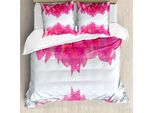 Abakuhaus Copripiumino Naturale, Foglie Rosa Sul Fiume, Antiacaro, Adatto A Chi Soffre Di Allergie, Con Federe, 155 Cm X 220 Cm - 80 X 80 Cm, Rosa Shocking