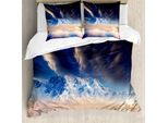 Abakuhaus Set Copripiumino Nebel Per Letti Matrimoniali, Montagne Innevate In Inverno, Antiacaro Adatto A Chi Soffre Di Allergie Con Federe, Blu Bianco