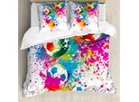 Abakuhaus Copripiumino Calcio, Pallone Colorato, Antiacaro, Adatto A Chi Soffre Di Allergie, Con Federe, 200 Cm X 200 Cm - 80 X 80 Cm, Multicolore