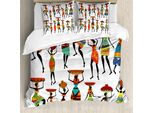 Abakuhaus Set Copripiumino Tribale Per Letti Matrimoniali, Figure Femminili Africane, Antiacaro, Adatto A Chi Soffre Di Allergie, Con Federe, Multiplo