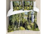 Abakuhaus Copripiumino Naturale, Casa Nella Foresta, Antiacaro, Adatto A Chi Soffre Di Allergie, Con Federe, 155 Cm X 220 Cm - 80 X 80 Cm, Verde