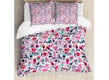 Abakuhaus Copripiumino Tulip, Elaborato Motivo A Tulipani, Antiacaro, Adatto A Chi Soffre Di Allergie, Con Federe, 155 Cm X 220 Cm - 80 X 80 Cm, Rosa Verde Acqua Rosso