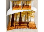 Abakuhaus Copripiumino Rustico, Misty Autumn Park Rustic, Antiacaro, Adatto A Chi Soffre Di Allergie, Con Federe, 200 Cm X 200 Cm - 80 X 80 Cm, Arancione Marrone