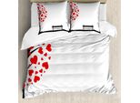 Abakuhaus Copripiumino Baum, Baum Heart BläTter, Antiacaro, Adatto A Chi Soffre Di Allergie, Con Federe, 155 Cm X 220 Cm - 80 X 80 Cm, Rosso Nero