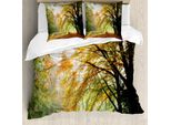 Abakuhaus Copripiumino Wald, Autunno-Foresta, Vista Pacifica, Antiacaro, Adatto A Chi Soffre Di Allergie, Con Federe, 200 Cm X 200 Cm - 80 X 80 Cm, Arancione Verde
