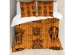 Abakuhaus Copripiumino Africano, Locale, Antiacaro, Adatto A Chi Soffre Di Allergie, Con Federe, 155 Cm X 220 Cm - 80 X 80 Cm, Nero Marrone