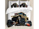 Abakuhaus Copripiumino Con Auto, Monster Truck Racing, Antiacaro, Adatto A Chi Soffre Di Allergie, Con Federe, 155 Cm X 220 Cm - 80 X 80 Cm, Multicolore
