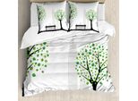 Abakuhaus Copripiumino, Armonia Urbana E Rurale, Antiacaro, Adatto A Chi Soffre Di Allergie, Con Federe, 200 Cm X 200 Cm - 80 X 80 Cm, Verde Nero