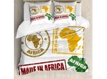Abakuhaus Copripiumino Africano, Disegno Stampato Grunge, Antiacaro, Adatto A Chi Soffre Di Allergie, Con Federe, 200 Cm X 200 Cm - 80 X 80 Cm, Giallo E Rosso