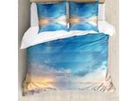 Abakuhaus Copripiumino Naturale, Oceano-Orizzonte Nuvole Cielo, Antiacaro Adatto A Chi Soffre Di Allergie Con Federe, 200 Cm X 200 Cm - 80 X 80 Cm, Blu