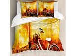 Abakuhaus Copripiumino Bicicletta, Bike Rusty Gebrochene Wand, Antiacaro, Adatto A Chi Soffre Di Allergie, Con Federe, 155 Cm X 220 Cm - 80 X 80 Cm, Seppia