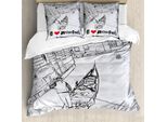 Abakuhaus Copripiumino Grunge, Mendicanti Art Liebe, Antiacaro, Adatto A Chi Soffre Di Allergie, Con Federe, 200 Cm X 200 Cm - 80 X 80 Cm, Rosso, Nero, Bianco