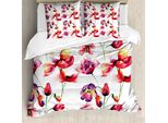 Abakuhaus Copripiumino Tulip, Blooming Tulip Poppy, Antiacaro, Adatto A Chi Soffre Di Allergie, Con Federe, 200 Cm X 200 Cm - 80 X 80 Cm, Rosso-Bianco