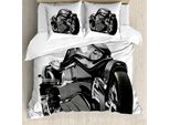 Copripiumino Abakuhaus, Moto Del Futuro, Antiacaro, Adatto A Chi Soffre Di Allergie, Con Federe, 200 Cm X 200 Cm - 80 X 80 Cm, Nero