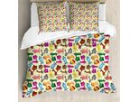 Abakuhaus Copripiumino Moto, Moto Colorate, Antiacaro, Adatto A Chi Soffre Di Allergie, Con Federe, 155 Cm X 220 Cm - 80 X 80 Cm, Blu Giallo